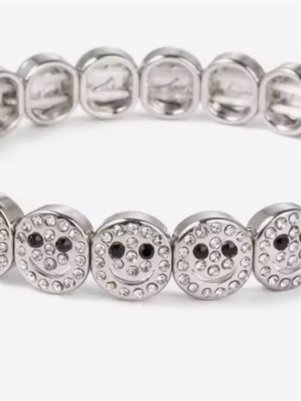Silver Smiley Crystal Stretch Bracelet